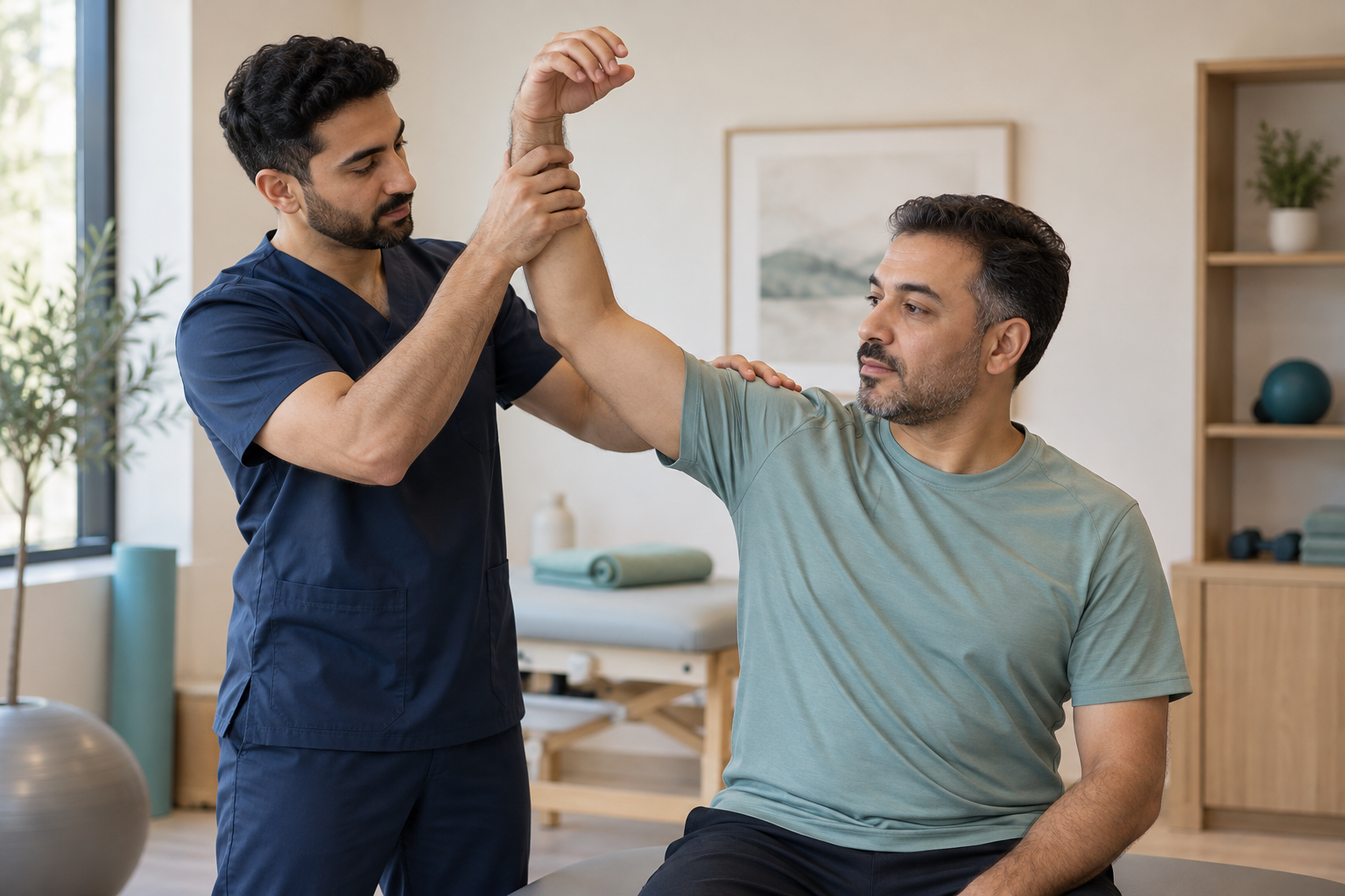Concept image of a guided physiotherapy session